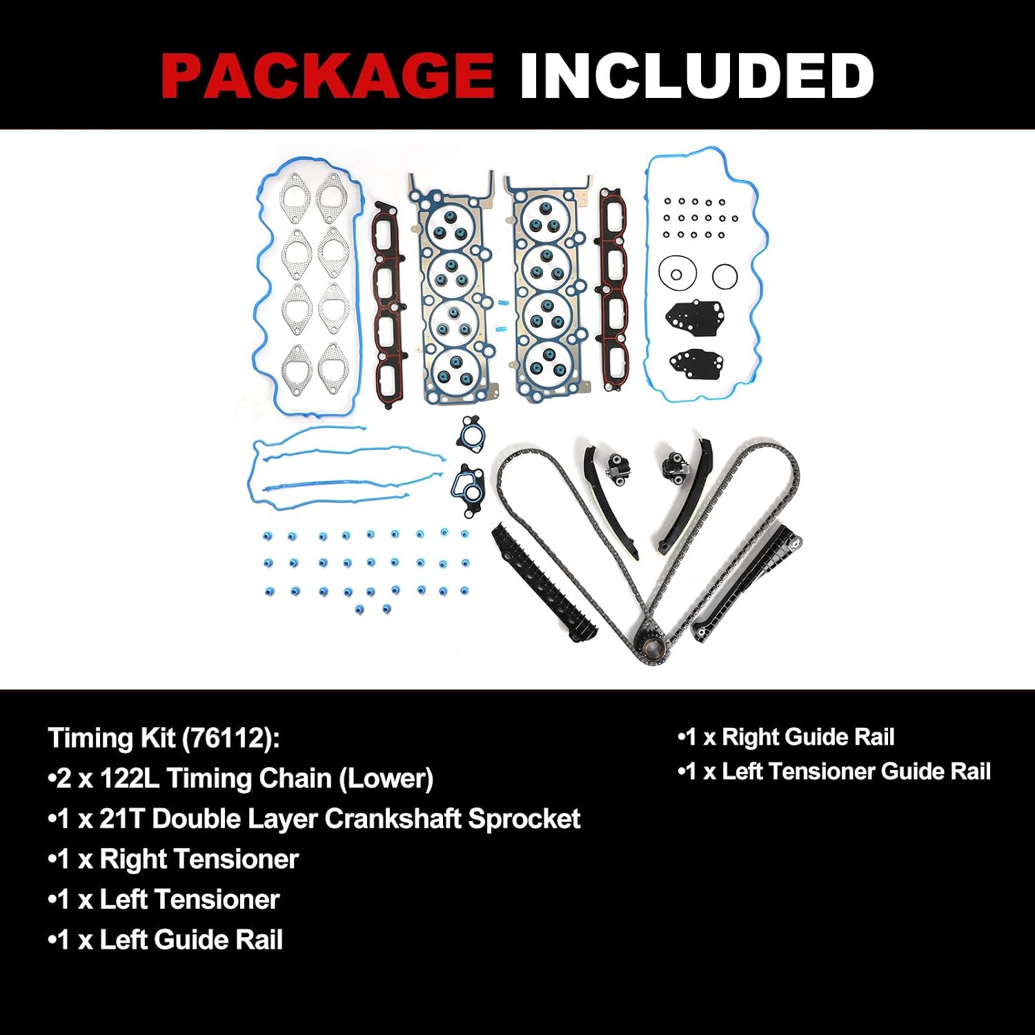 Timing Chain Cylinder Repair Kit 5.4L Fit for F150 2004-2006 5.4L, for F250/F350 Super Duty 05-06,Fit for Expedition-Auto 05-06 for Navigator 05-06 Car Engine Components with Head Gasket Set