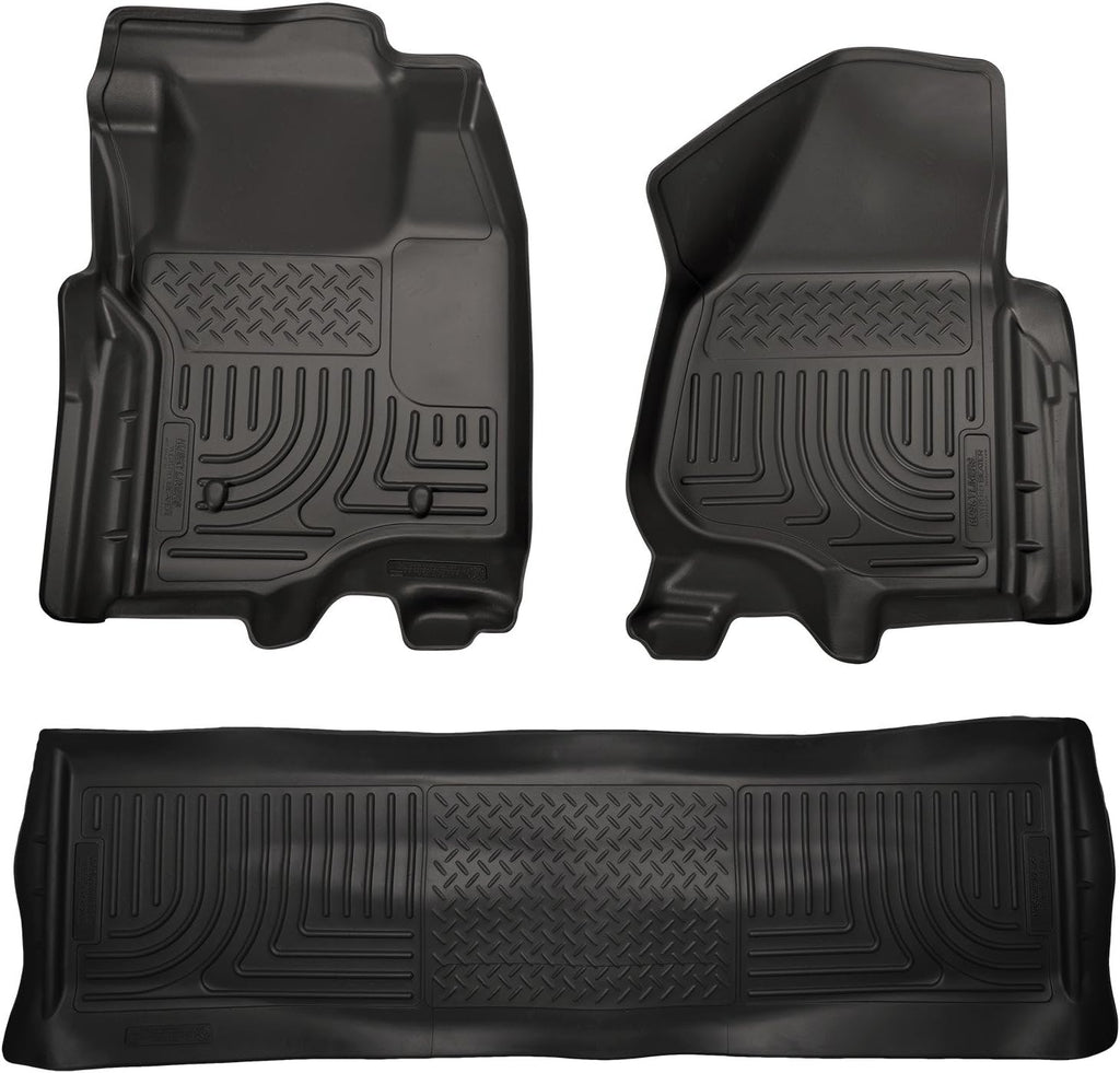 Husky Liners Weatherbeater Floor Mats | Fits 2011-2012 Ford F-250/F-350 Crew CAB ONLY (Footwell Coverage) | Front & 2nd Row, 3-pc Black - 98711