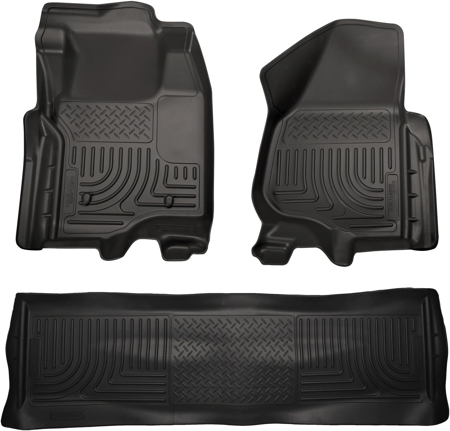 Husky Liners Weatherbeater Floor Mats | Fits 2011-2012 Ford F-250/F-350 Crew CAB ONLY (Footwell Coverage) | Front & 2nd Row, 3-pc Black - 98711