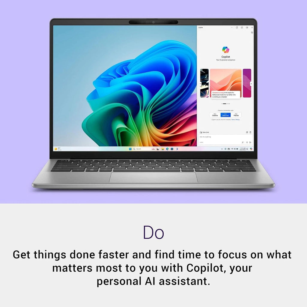 Dell Inspiron 14 Laptop, 14' FHD+ Display, 8-Core Snapdragon X Plus, Qualcomm Adreno Graphics, 16GB LPDDR5X RAM, 512GB PCIe SSD, Wifi7, Copilot+ PC, Windows 11 Pro