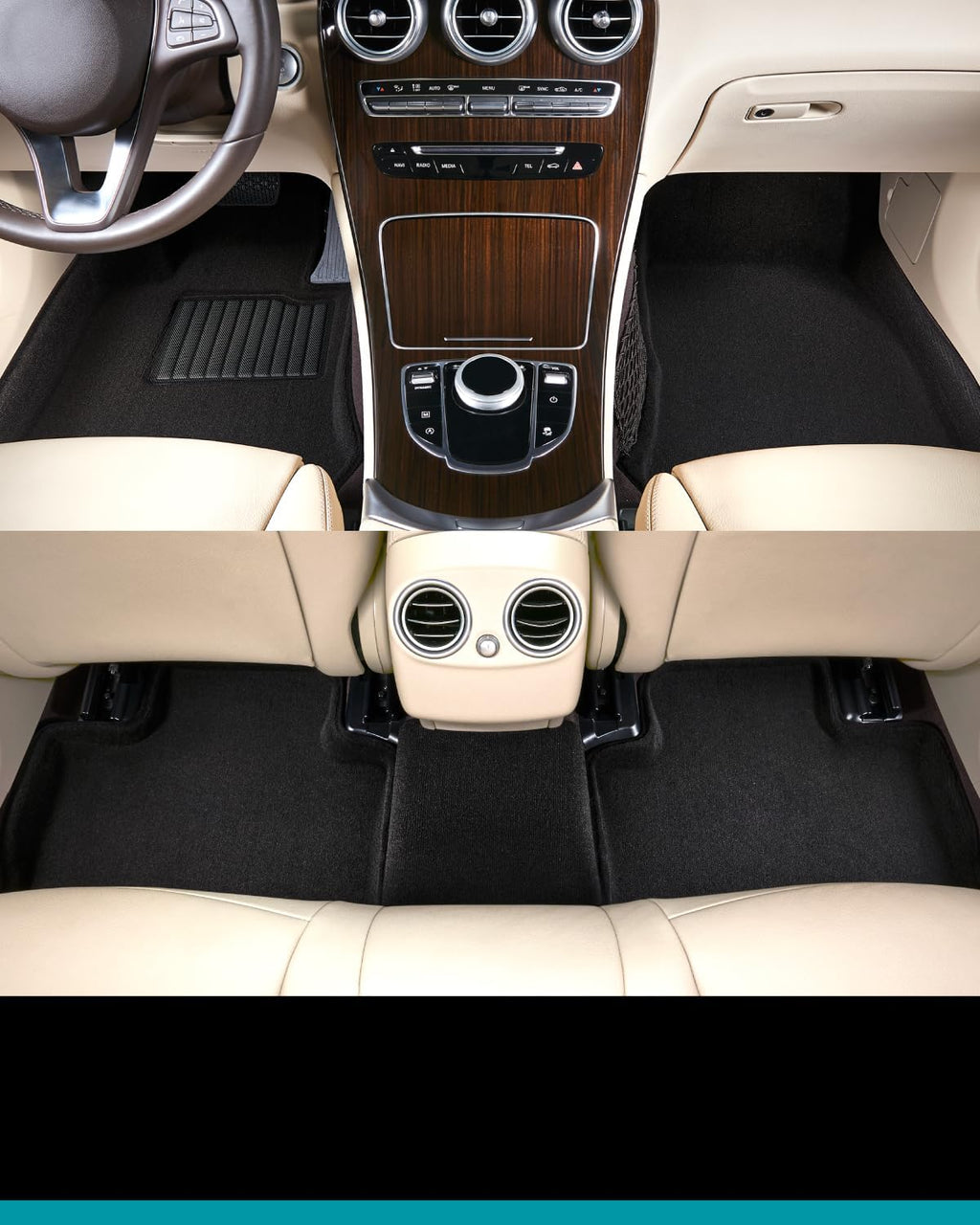 3D MAXpider Custom Fit Elegant All-Weather Carpeted Floor Mats (Black) Compatible with Mercedes-Benz GLE-Class 5-Seat SUV (W167) 2020-2026 / AMG GLE53/63 SUV (W167) 2021-2026 - R1 R2