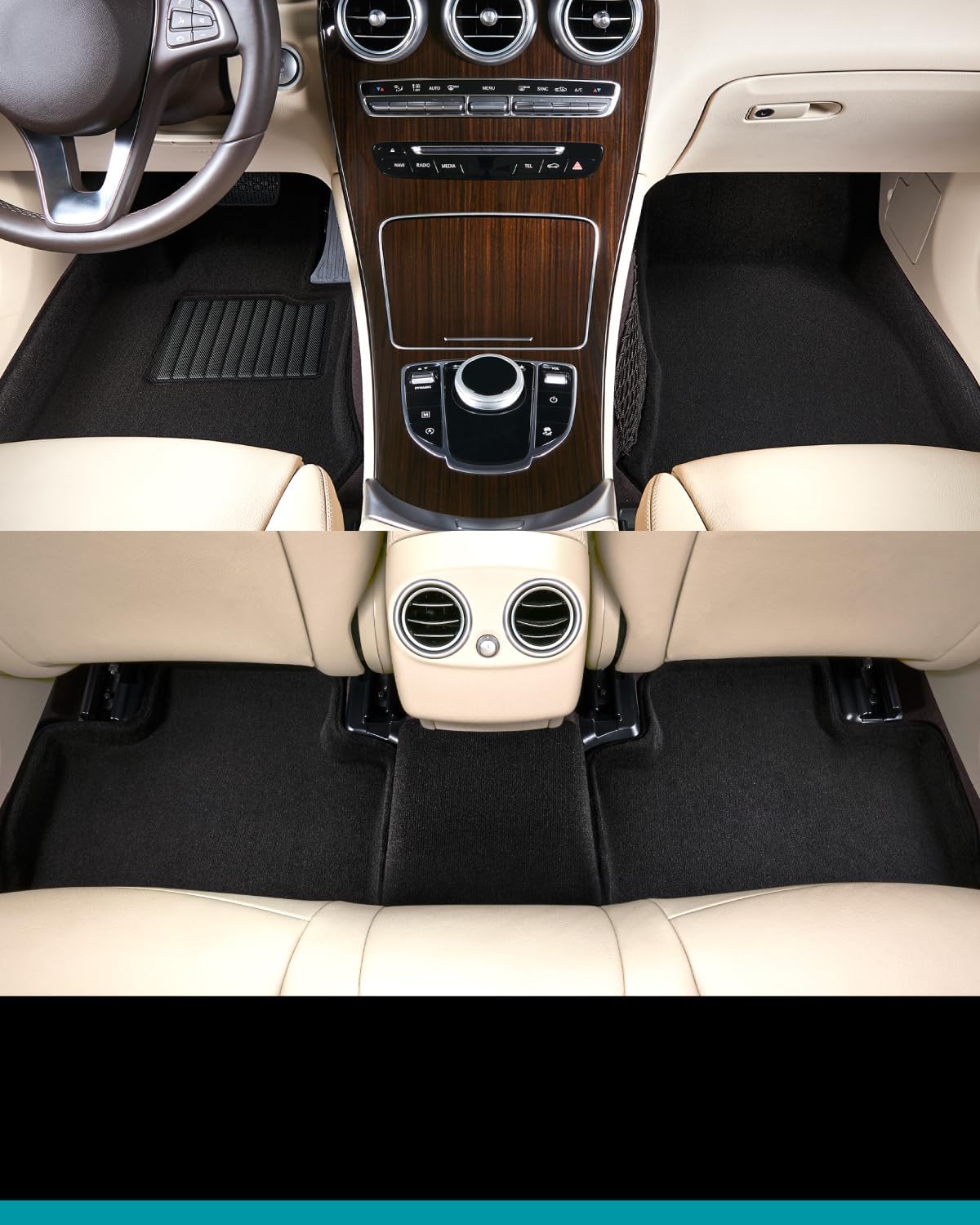 3D MAXpider Custom Fit Elegant All-Weather Carpeted Floor Mats (Black) Compatible with Mercedes-Benz GLE-Class 5-Seat SUV (W167) 2020-2026 / AMG GLE53/63 SUV (W167) 2021-2026 - R1 R2