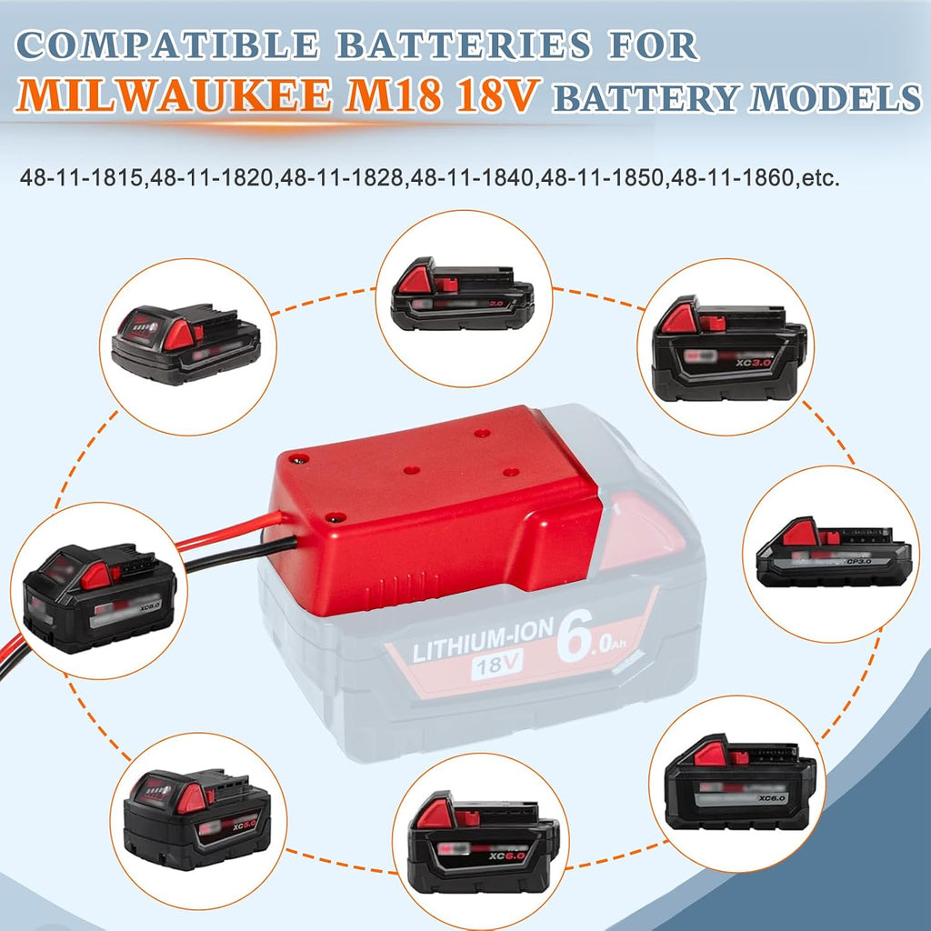 12V/24V 100W Oil Change Pump Set, Fast 1-4L/min Flow Oil Transfer Pump with Red Battery Adapter Compatible with Milwaukee M18 18V Battery, Fluid Transfer for Trucks, Boats, Lawnmowers