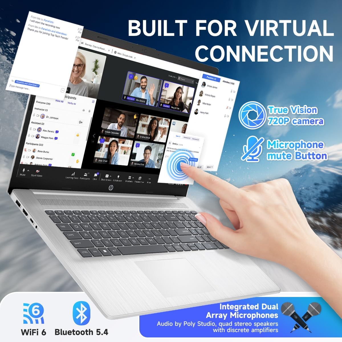 HP 17inch Touchscreen Business Laptop - Intel 12-Core Ultra 7 255U(up to 5.2 GHz), 64GB DDR5, 2TB SSD, Copilot AI, 12 NPU Tops, 17.3' Anti-Glare HD+, Backlit KB, Windows 11 Pro, w/Accessory
