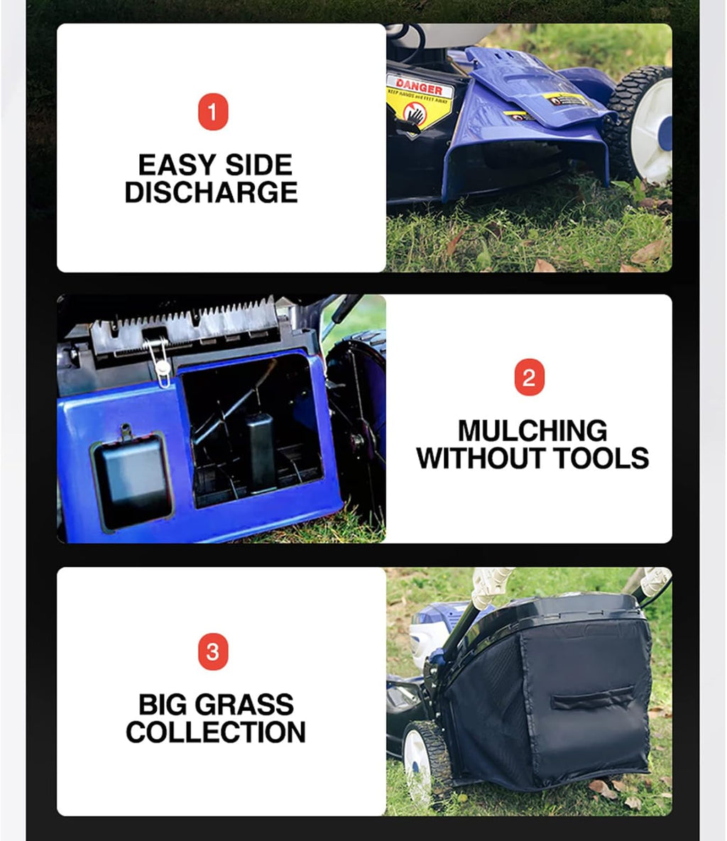 58V Lithium-Ion Electric Lawn Mowers Portable Battery Electric Lawn Mowers Cordless Walk-Behind Lawn Mowers Electric Lawn Mowers with Bagging Machines