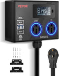 VEVOR NEMA Splitter for Dryer and EV, 3-Color LED Indicator, 240V Smart Power Distribution, with NEMA 14-50 Plug, Two NEMA 14-50 Outlets, 3.4 in LCD Screen, Max 40A Dryer EV, Tested to ETL Standard