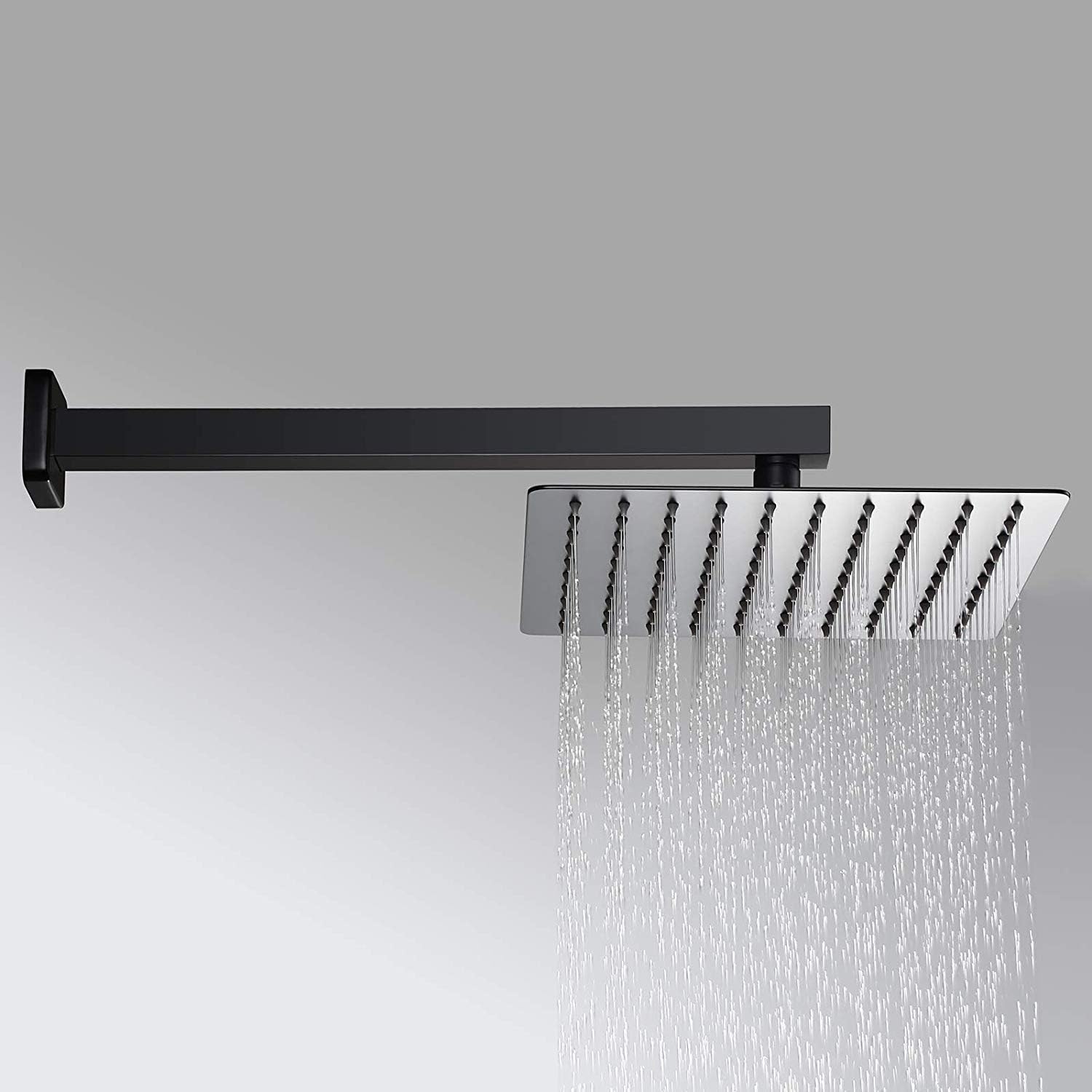 shower head -PE Shower System,Matte Black Wall Mounted Rain Shower Set 10' Square Shower Head Handheld Shower Modern Dual Function Shower Fixture for Bathroom, Solid Brass with Rough-in Valve Body