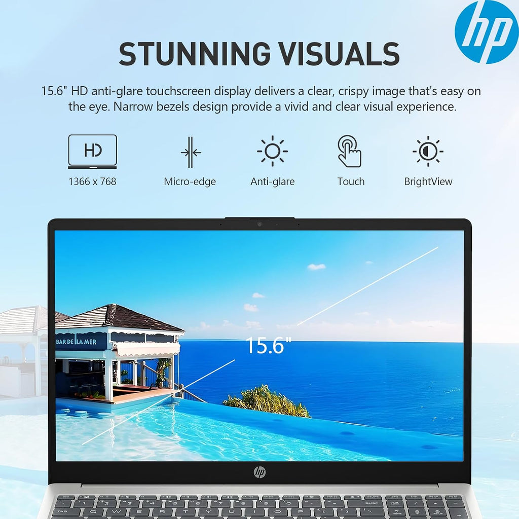 HP 15.6 Laptop Touchscreen Computer, Intel 10-Core i5(Beat i3-1215U), Touch Screen Laptop 15 Inch Laptop PC, 32GB RAM 1TB SSD, Windows 11 Pro, 10-Key Number Pad, Wi-Fi 6
