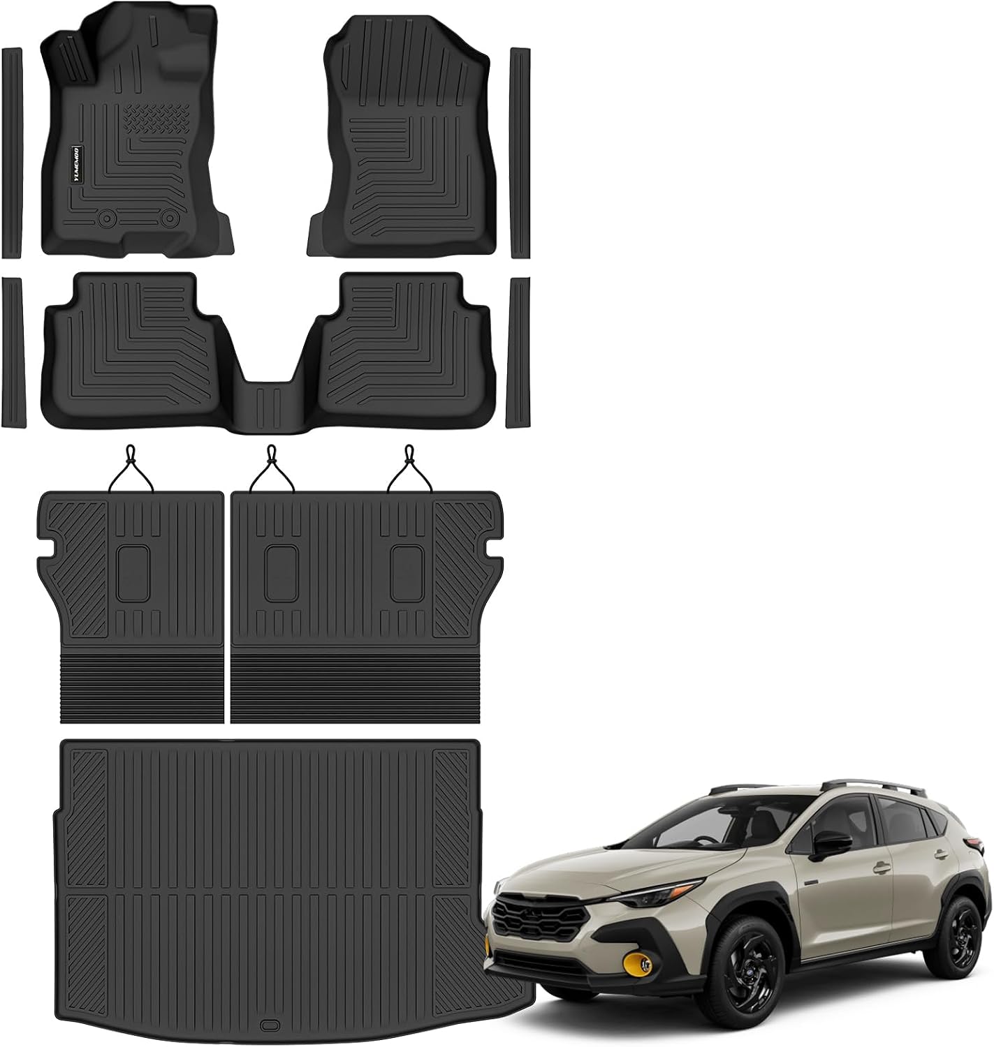 Floor Mats for 2026 Subaru Crosstrek Hybrid Upgrade Trunk Mat with Backrest Mat All Weather TPE Floor Liners Fit for Subaru Crosstrek Hybrid Odorless Anti-Slip Full Set Car Accessories(Not Fit Gas)