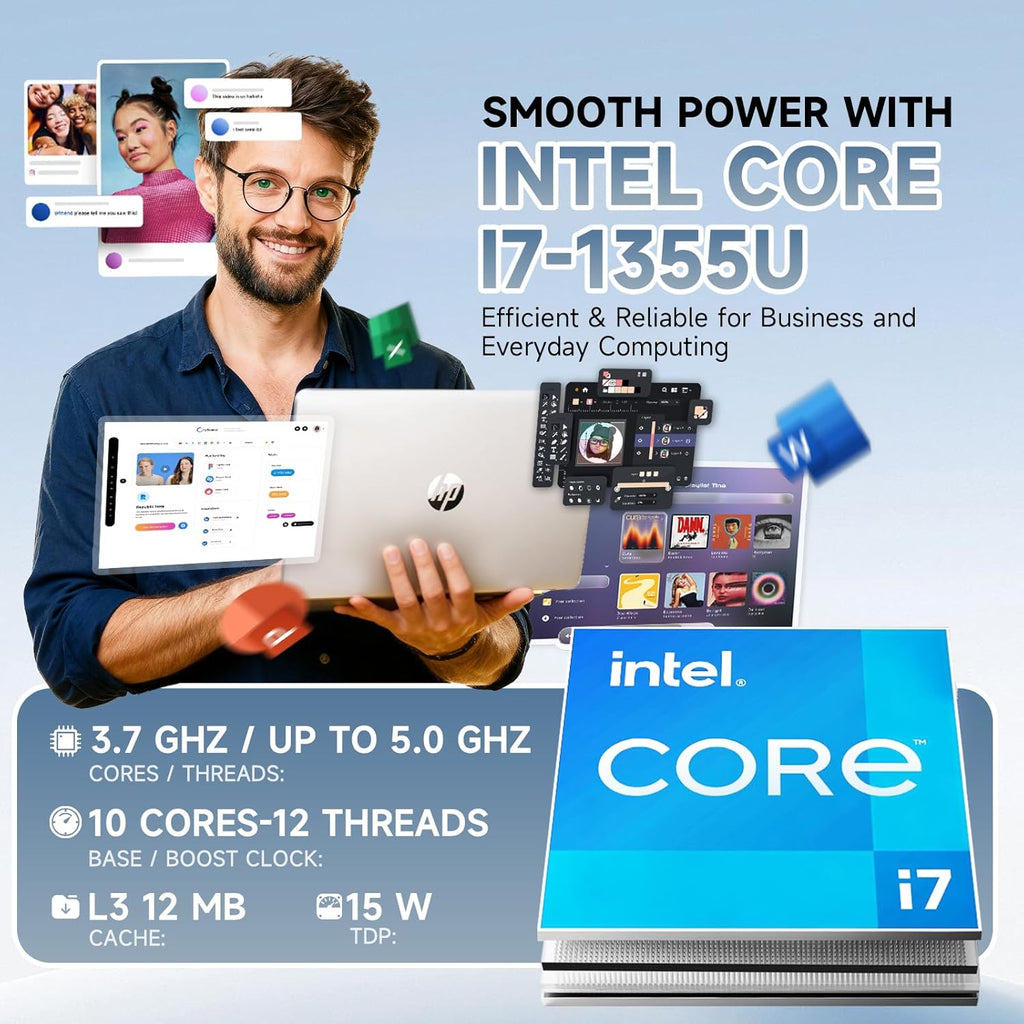 HP Flagship Touchscreen Laptop for Business - 15.6' FHD IPS Touchscreen | Intel Core i7 1355U (up to 5.0 GHz) | 16GB RAM + 512GB SSD | Intel Iris Xe Graphics | Wi-Fi 6 | Windows 11 Pro | Copilot AI