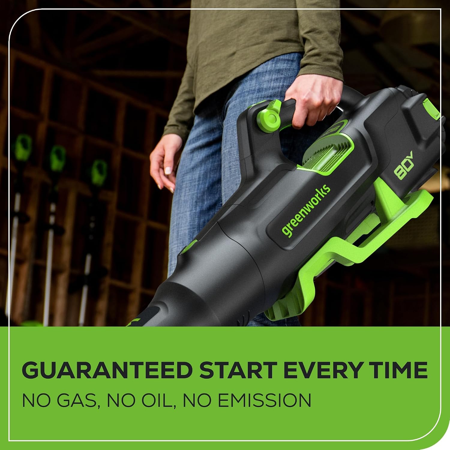 Greenworks 80V (700 CFM / 170 MPH) Brushless Cordless Leaf Blower (Turbo Button, Cruise Control, 26 CC Gas Equivalent), 2.5Ah Battery (200 Wh Max) + Rapid Charger