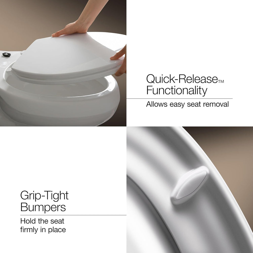 Kohler K-26801-58 Impro ReadyLatch Quiet Close Elongated Toilet Seat, Thunder Grey