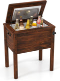 Moccha 54-Quart Wooden Patio Cooler - Outdoor Beverage Cooler w/Bottle Opener, 3-Layer Insulation, Drainage Cap, Pine Wood Ice Chest for Parties, Backyard, Poolside, Deck & BBQ Bar Drink