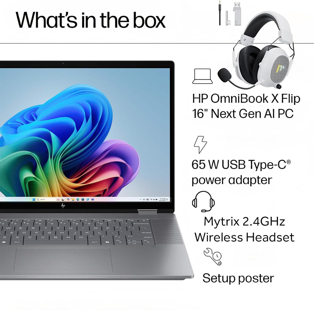 HP 2025 New Envy x360 2-in-1 Laptop, OmniBook X Flip 16' Touchscreen 2K IPS Display, AMD Ryzen AI 5 340, 16GB LPDDR5X RAM, 2TB Gen 4 SSD, Copilot AI, WiFi 6E, w/Mytrix Accessory, Win 11 Pro