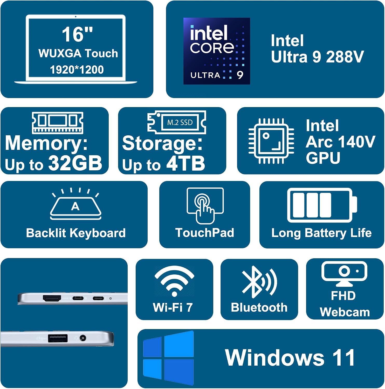 Dell 16 Plus Laptop 16' WUXGA Touchscreen Intel 8-core Ultra 9 288V (Up to 48 Tops) 32GB RAM 2TB SSD Backlit Fingerprint Wi-Fi7 for Creator Designer Business Professional Win11