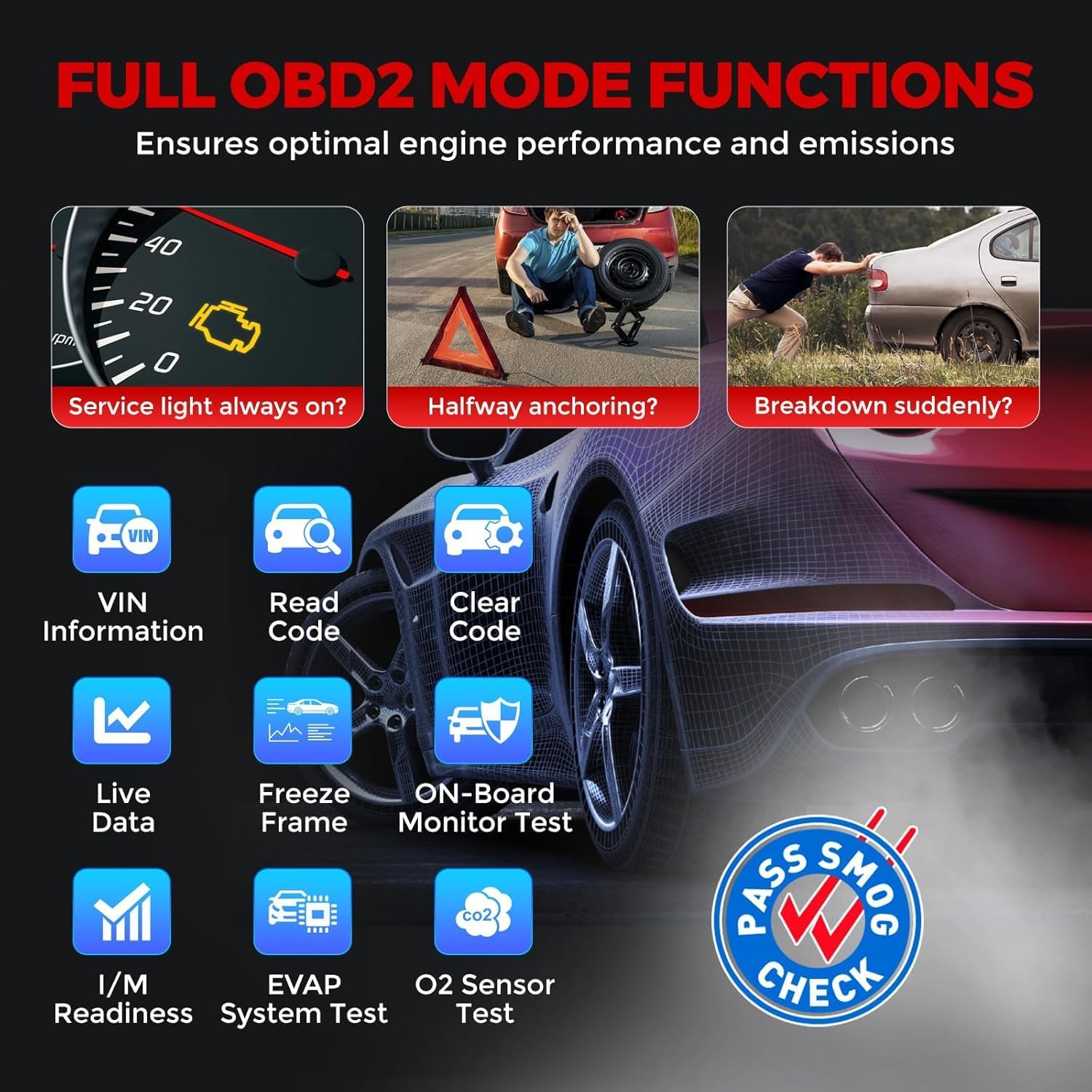 LAUNCH OBD2 Scanner CRP123I V3.0 Elite, 2026 Lifetime Free WiFi Update Scan Tool, FCA SGW, CANFD&DoIP, SAS/Throttle/Brake/BMS/DPF/Oil/ABS Service Multi Systems Car Scanner, Battery Test, Auto VIN