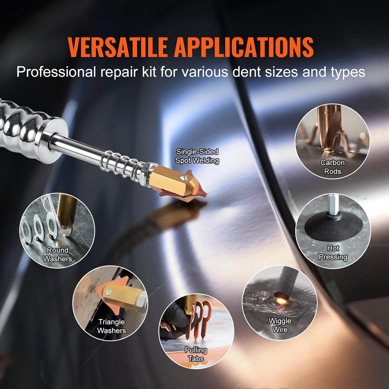 VEVOR Stud Welder Dent Repair Kit, 110V Auto Body Spot Welding Dent Puller Machine with 7 Welding Modes & Adjustable Power, 1.8KW Spot Welder Dent Removal Tool for Car, Truck Dent Repair