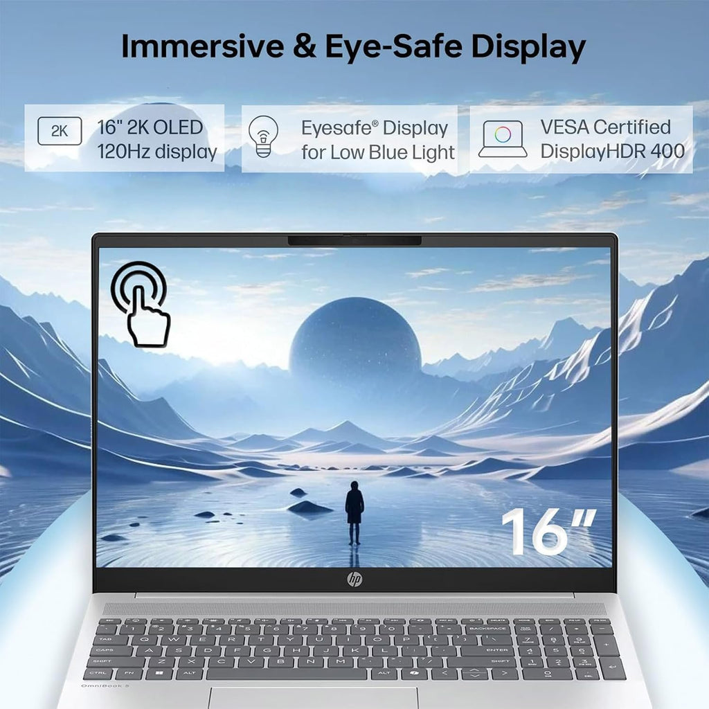 HP OmniBook 7 Touchscreen Laptop - 16inch 2K OLED 120Hz -Intel Core 9 270H Beat AMD Ryzen 9 8945H -32GB RAM| 2TB SSD -Office 365 - Business Computadora Portátil PC AI Copilot Windows 11