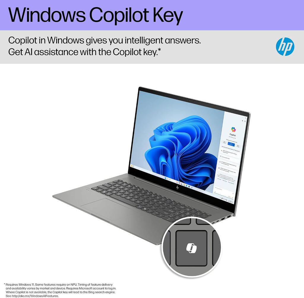 HP Envy 17 inch Laptop, FHD Touchscreen, Intel Core Ultra 7 155H, 16 GB RAM, 1 TB SSD, Intel Arc Graphics, Windows 11 Home, Copilot Key, 17-cw1010nr (2024)