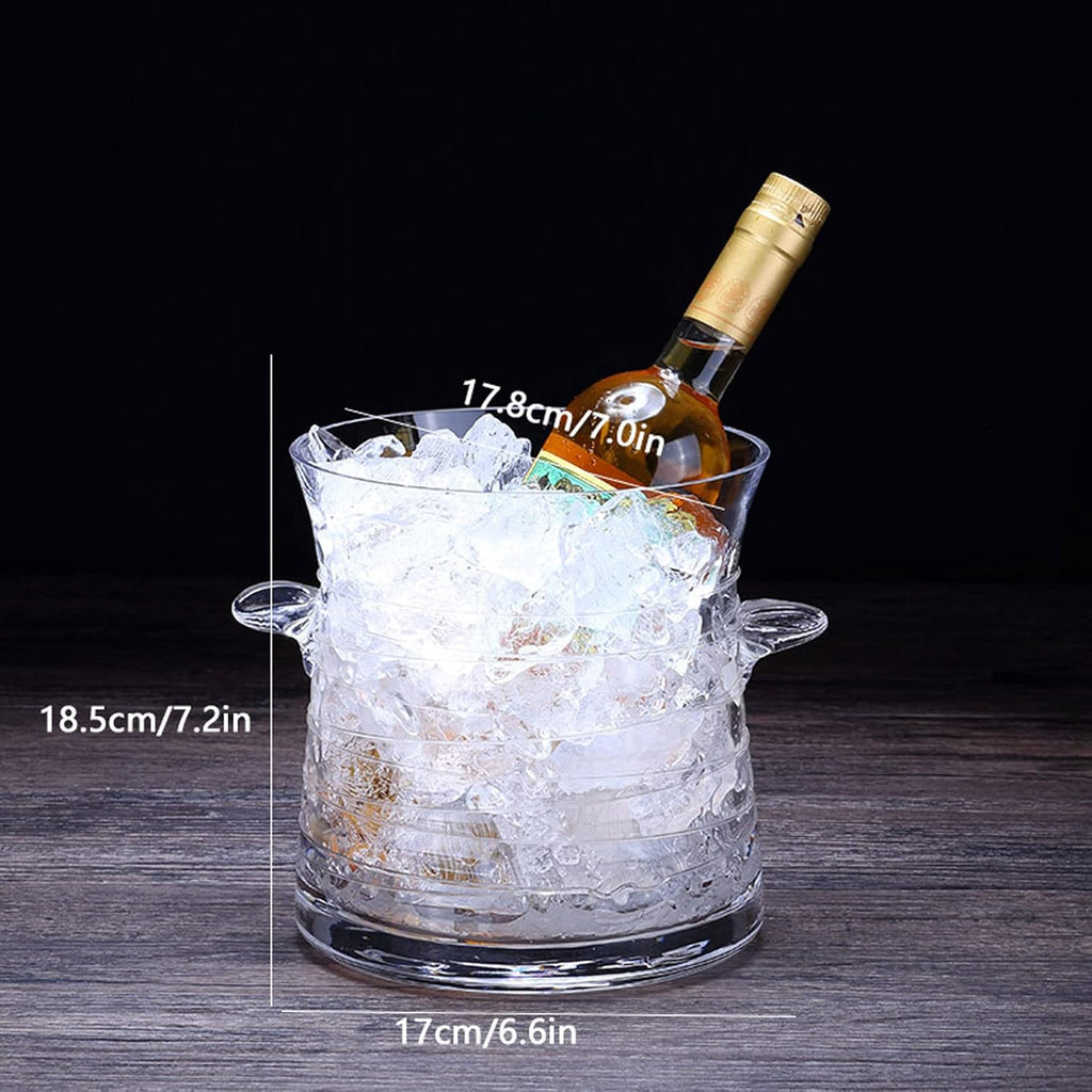 ice bucket, ice bucket gift Handcrafted 2.7l/0.7 Gallon Ice Bucket Lead-free glassTransparent Ice Bucket Champagne Barrel,red Wine Barrel Bar wine buckets for parties