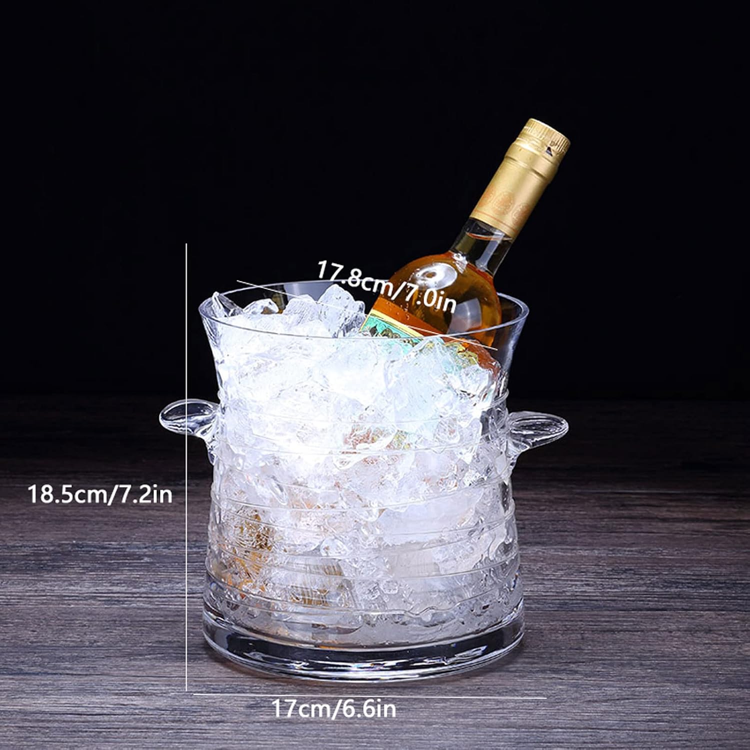 ice bucket, ice bucket gift Handcrafted 2.7l/0.7 Gallon Ice Bucket Lead-free glassTransparent Ice Bucket Champagne Barrel,red Wine Barrel Bar wine buckets for parties