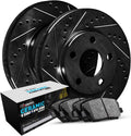 R1 Concepts Front Brake Kit Fits 2019-2025 Audi Q3; 2018-2024 Volkswagen Tiguan; 2019-2023 Volkswagen Arteon| Euro Ceramic Brake Pads and Drilled Slotted Brake Rotors| 13.4' Front