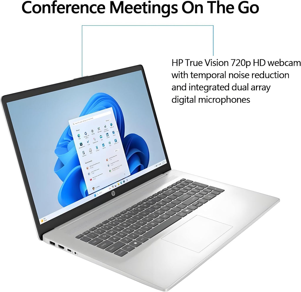 HP 17 Inch Laptop, AMD Ryzen 5 7430U 6-Cores Processor (Beats i7-1355U), 17' FHD (1080p) IPS Display, 16GB RAM, 1TB SSD, Wi-Fi 6, Windows 11 Pro, w/WOWPC Recovery USB