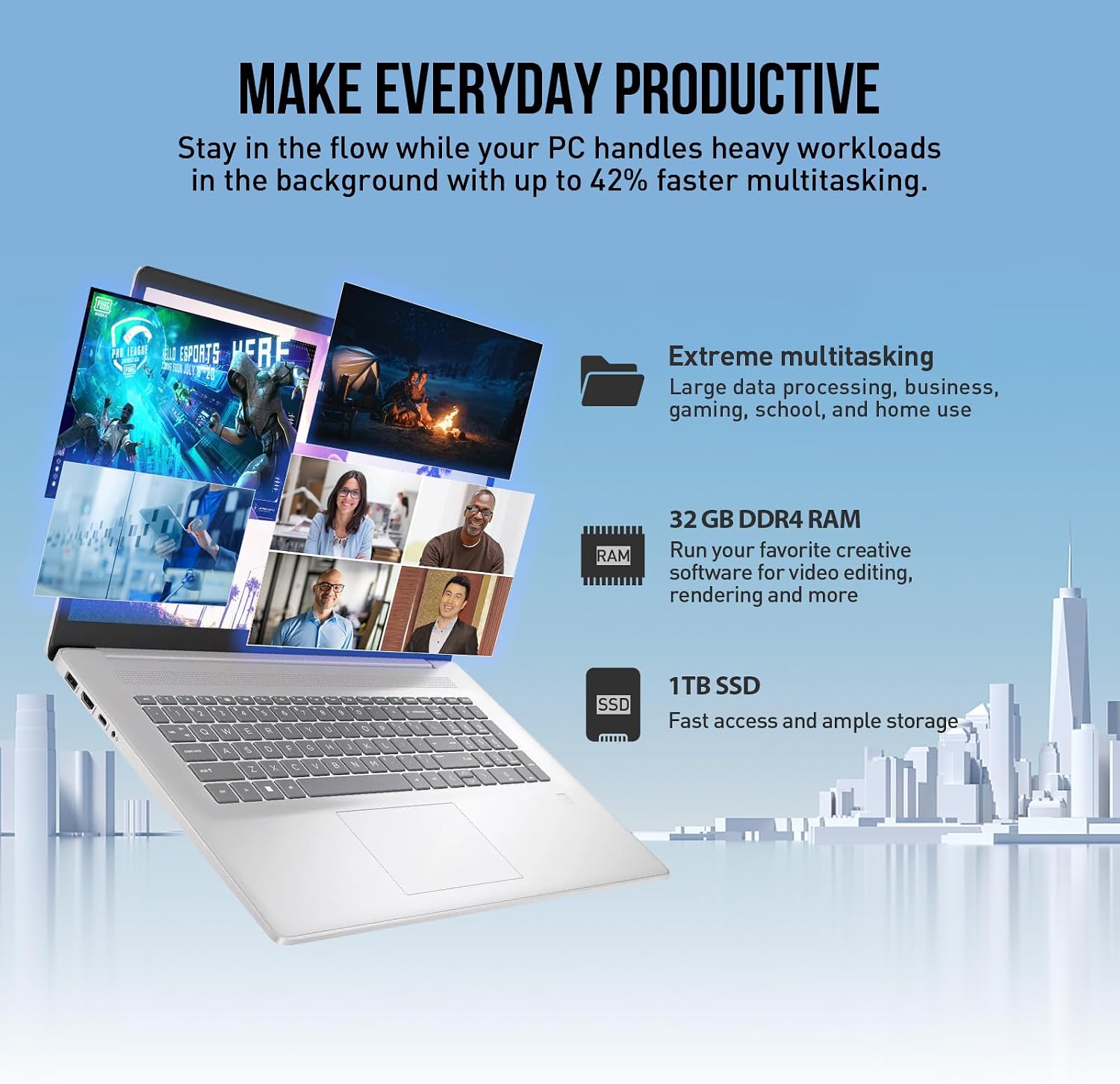HP 17 Inch Laptop Touchscreen Computer, 17.3' HD+ Touch Screen Business Laptop PC, Intel Core i7,Windows 11 Pro|Backlit 10-Key|Fingerprint|32GB RAM 1TB SSD