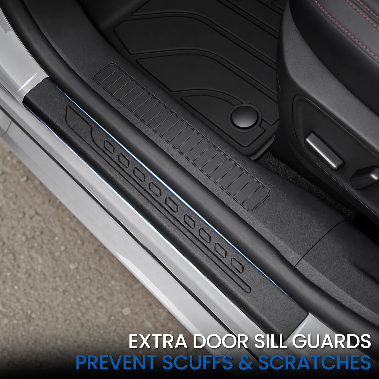 Floor Mats Set for 2020-2026 Ford Escape Gas(Not for Hybrid), All Weather TPE Trunk Mat with Backrest Cargo Liner Door Sill Guards Accessories