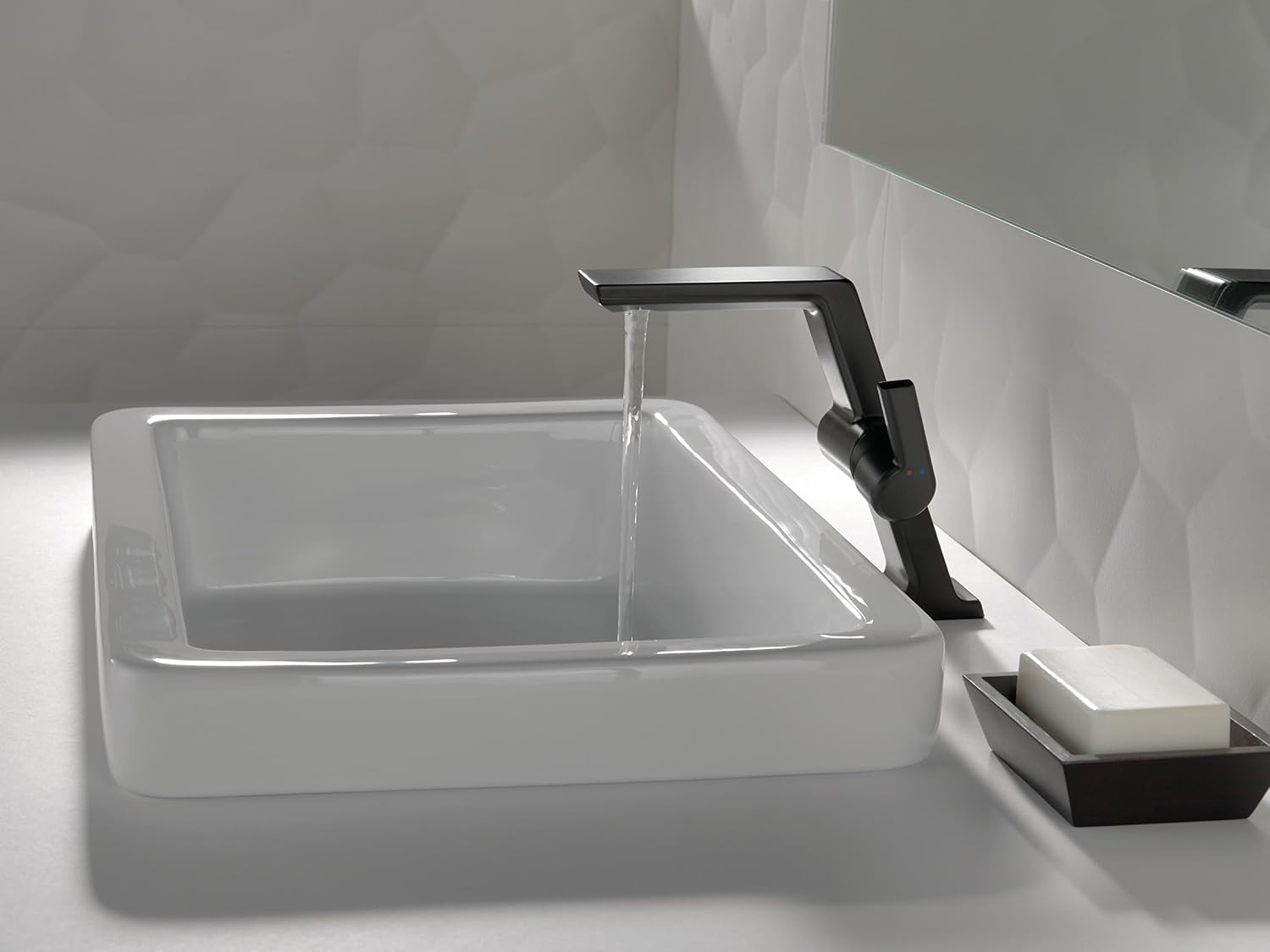 Delta Faucet 699-BL-DST Pivotal Sing. Hndl Mid-Height Vessel Lav. Faucet Black