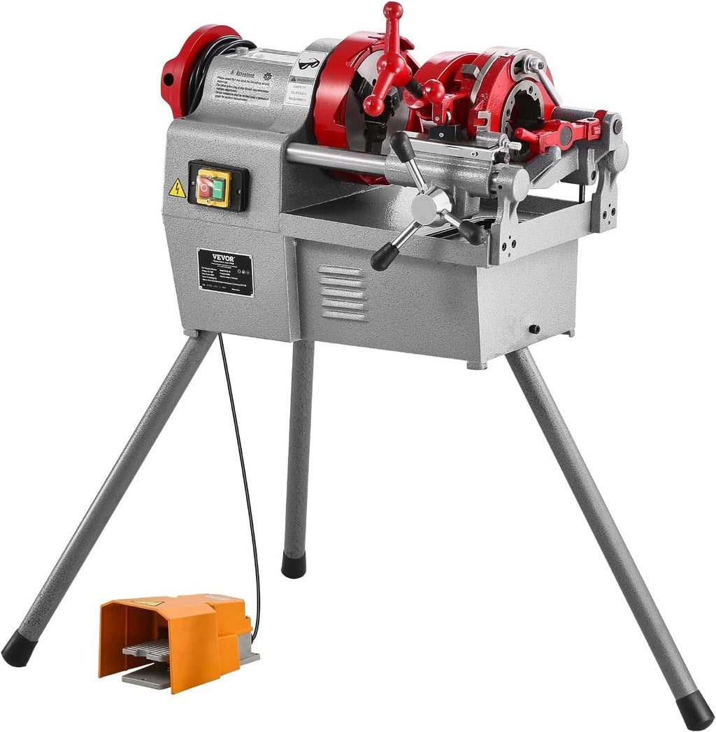 VEVOR Electric Pipe Threader Machine, 750W 28RPM Threading Cutting Machine, 1/2 to 2 inch Pipes Threading Cutter Tool with Foot Pedal for Plumbing, Automotive Repairs, Metalworking