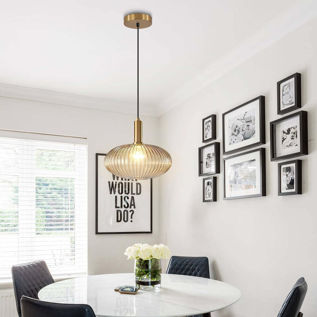 Modern Large Globe Pendant Light Fixture Nordic Glass Pendant Light Kitchen Farmhouse Kitchen Island Two-Pick Light Vintage Single Ceiling Hanging Light (Two-Pick-Amber)