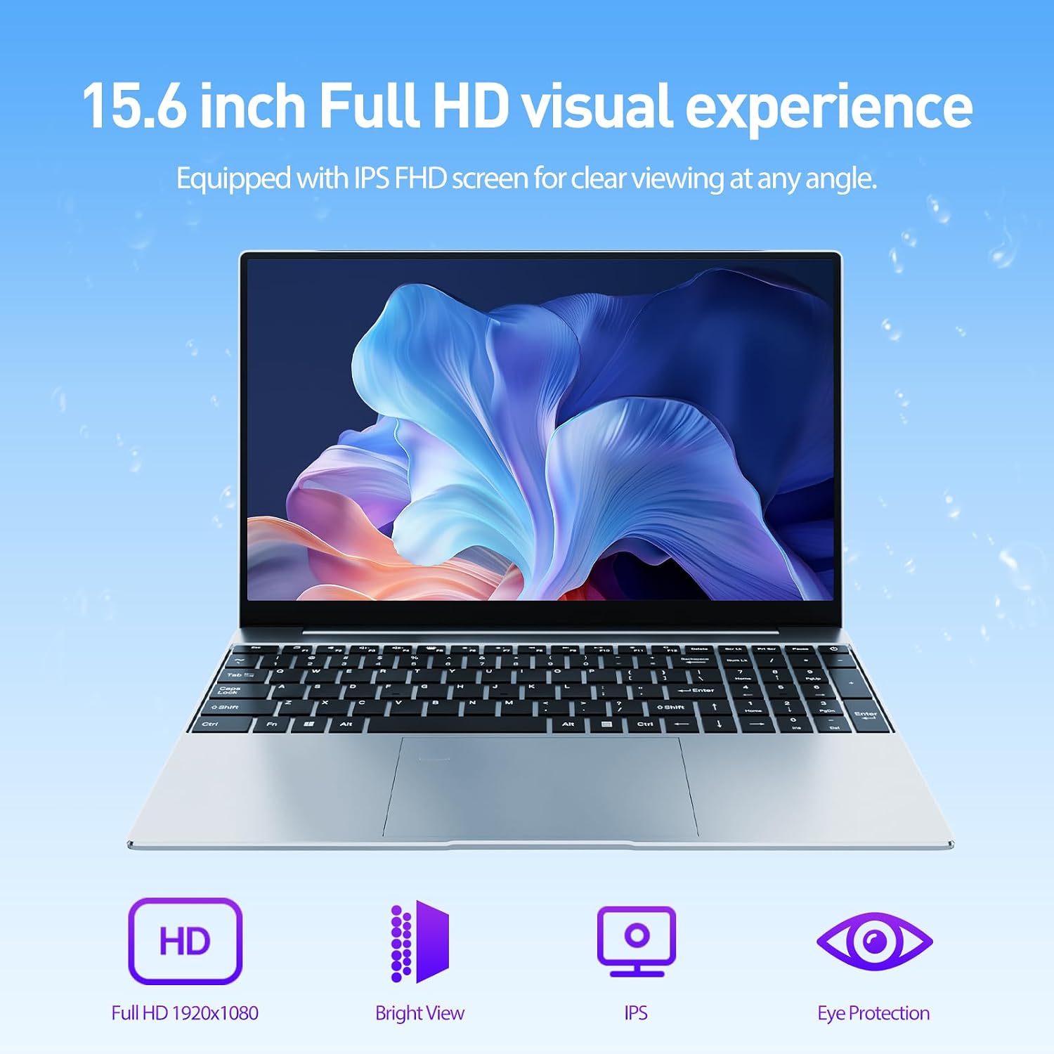 15.6 Inch Laptop Computer 8GB RAM 256GB SSD Win 11 Laptop, Pentium G6500Y Processor(Up to 3.4GHz), 1080P FHD Display, Backlit Keyboard, Fingerprint, USB3.0,WiFi5,Mini HDMI, BT5,Webcam