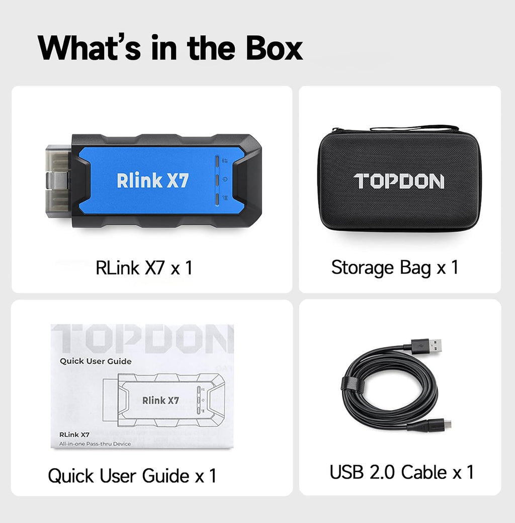 TOPDON J2534 VCI Tool, High-Speed EnhancedJ2534 VCI, J2534 Pass-Thru OEM Functions and Diagnostic Tool, Supports J2534/D-PDU/CAN-FD/DoIP, 8 Vehicle Brands Supported, RLink X7