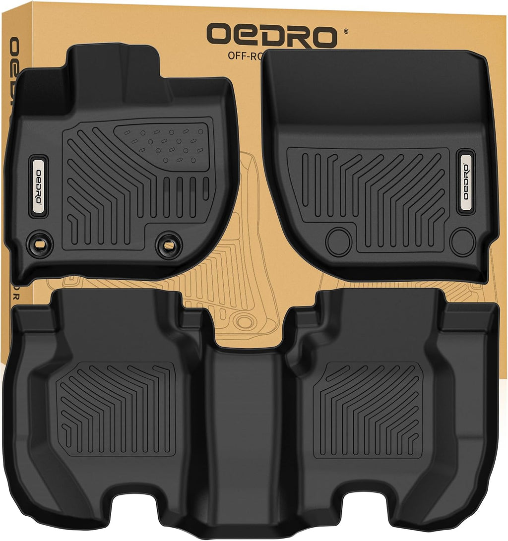 OEDRO Floor Mats Compatible with 2015-2020 Honda Fit EX/EX-L/LX/Sport, TPE All-Weather Custom Fit Floor Liners for Honda Fit, 1st & 2nd Row Car Mats Set Accessories, Black