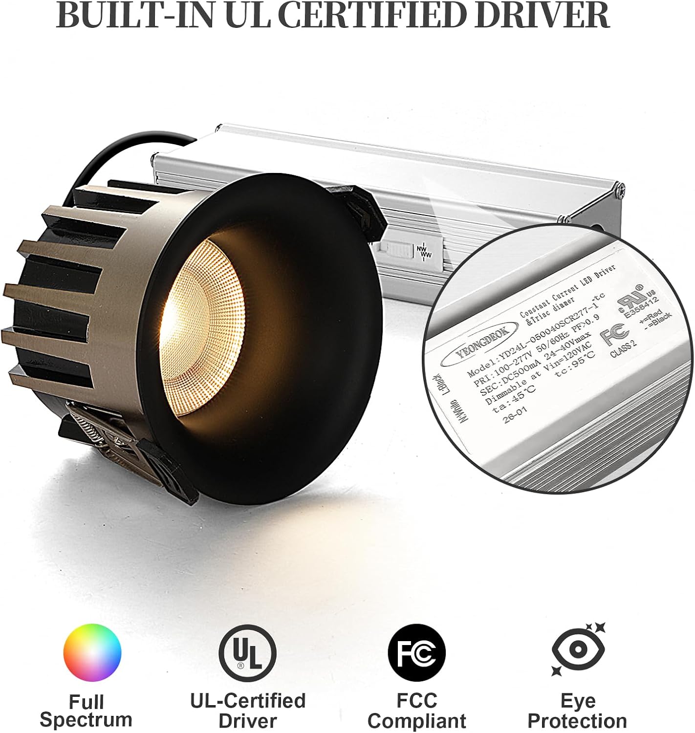 3 Inch Recessed LED Light, Dimmable Recessed Lights with J-Box, 3CCT Trimless Soffit Canless Light 3000-6000K Selectable, 12W 1300LM Black Recessed Lighting for Living Room,Kitchen (6 PCS)