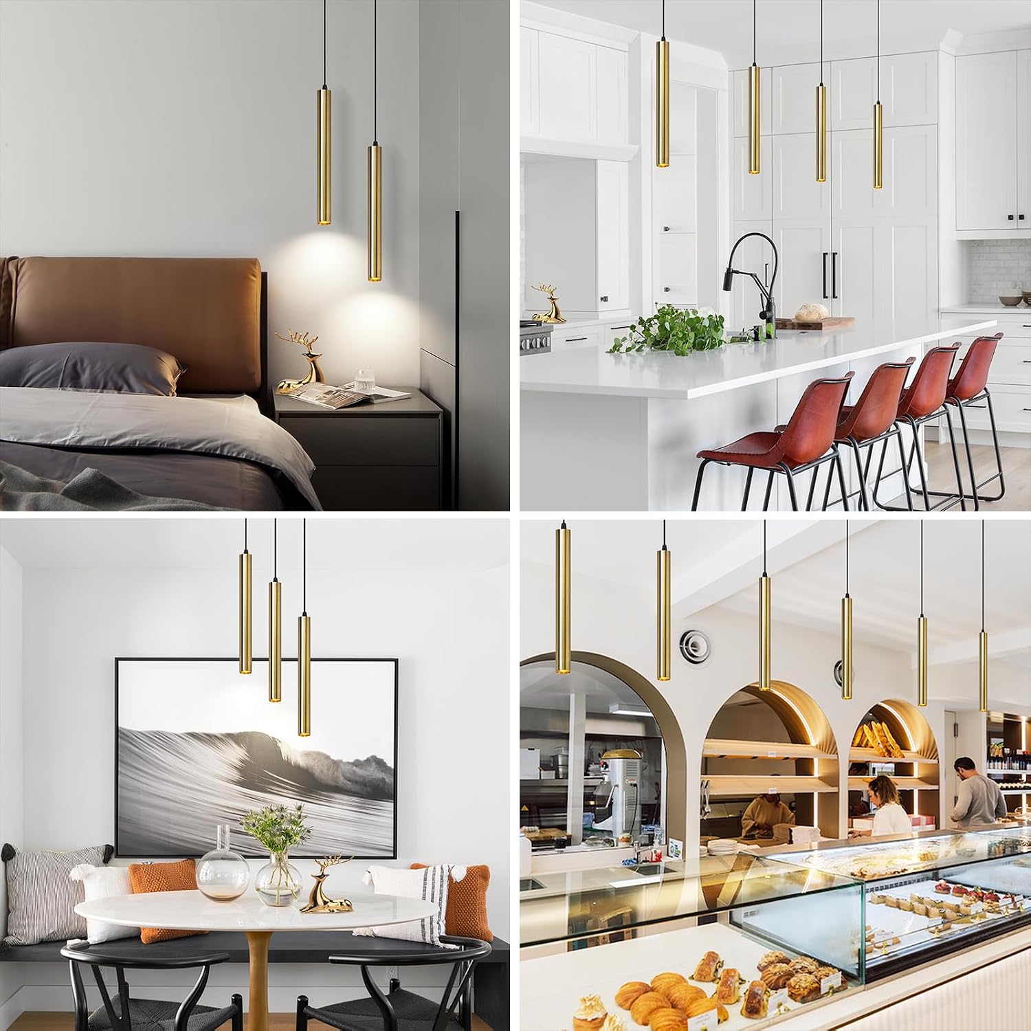 OKELI Modern Pendant Lights 4000K Bronze LED Dimmable Pendant Light Fixtures Pendant Lighting for Kitchen Island,Bar,Bedroom, 15.7inch, 10W, ETL, 3Pack