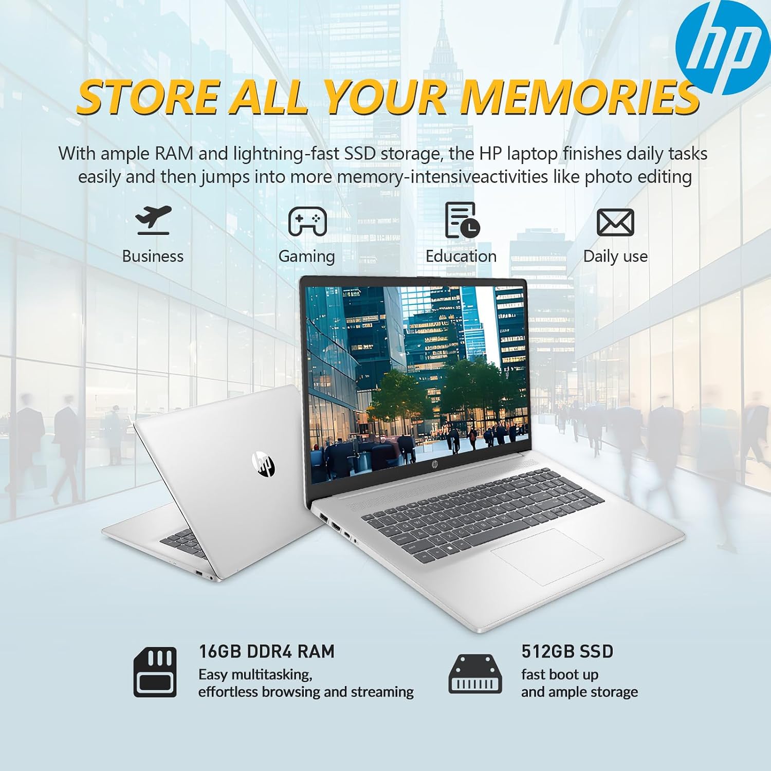 HP 17.3 Touch Screen Laptop PC, 17 Inch Laptop Touchscreen, AMD Ryzen 5(6-Core), 16GB RAM 1TB SSD, Windows 11 Pro, 10-Key Number Pad
