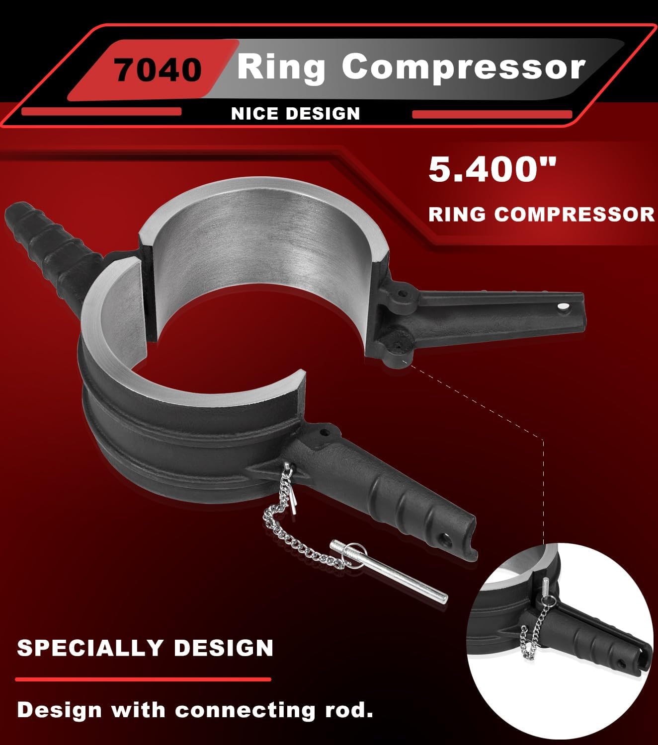 7040 Piston Ring Compressor Tool, Piston Ring Compressor Adapter & Anti-Polishing Ring Kit For Cummins ISX QSX 15, Caterpillar 3400, 3406, 3408, C15, 5.4' bore Replace# PT-7040 5299339 5394454