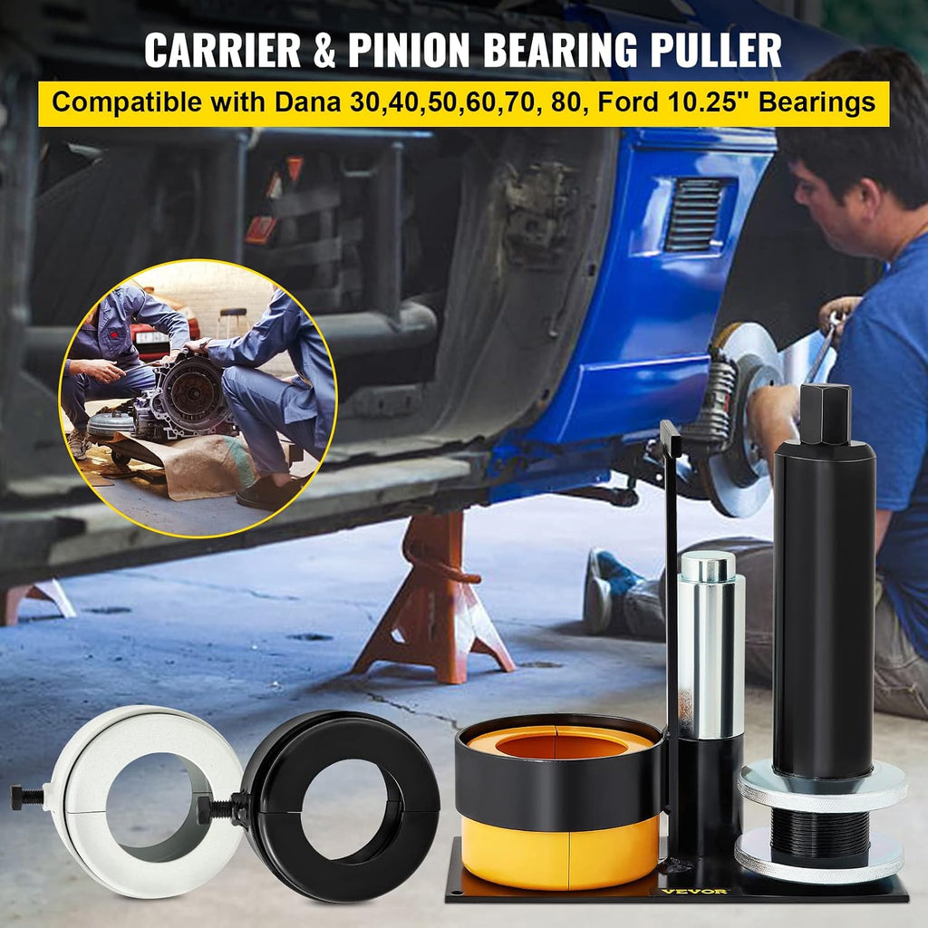 VEVOR Carrier & Pinion Bearing Puller, Compatible with Dana 30,40,50,60,70, 80, Ford 10.25' Bearings, Pinion Puller Tool with 3 Clamshells, 45# Steel Clamshell Bearing Puller for Auto Repair