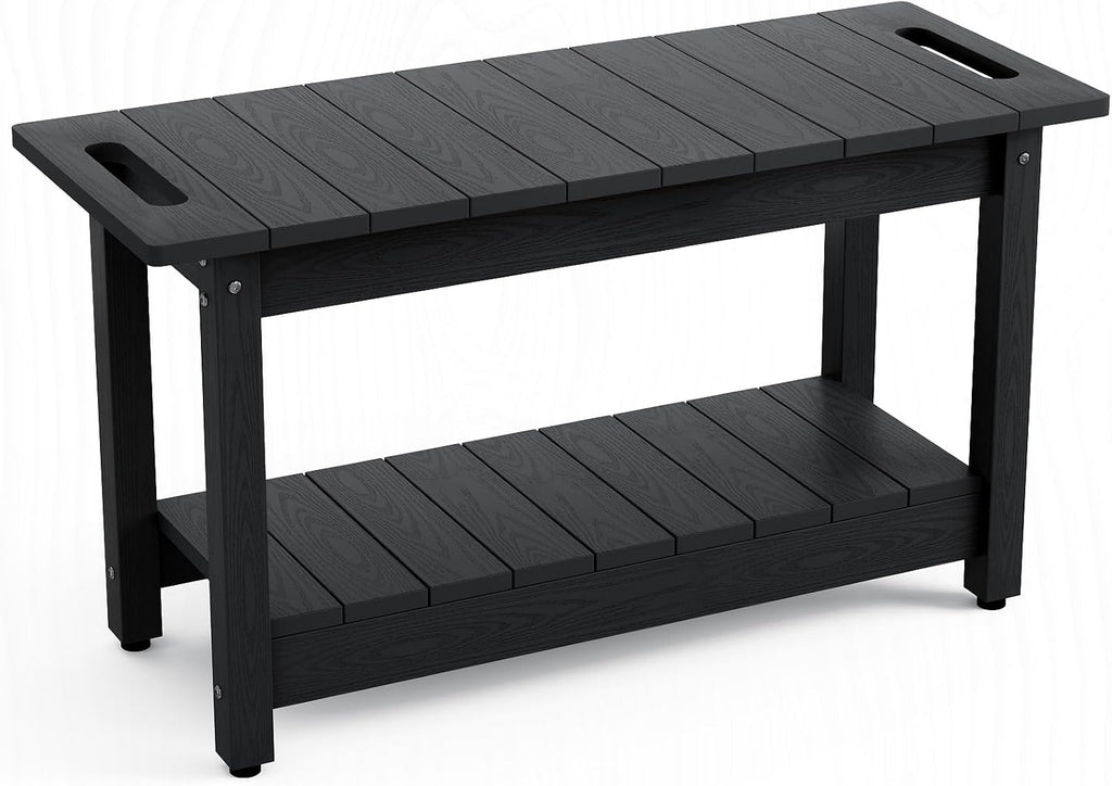 Stoog 30' Shower Bench, Waterproof HIPS Shower Stools with 400 lbs Weight Capacity, Shower Chair for Inside Shower, Non-Slip, Black