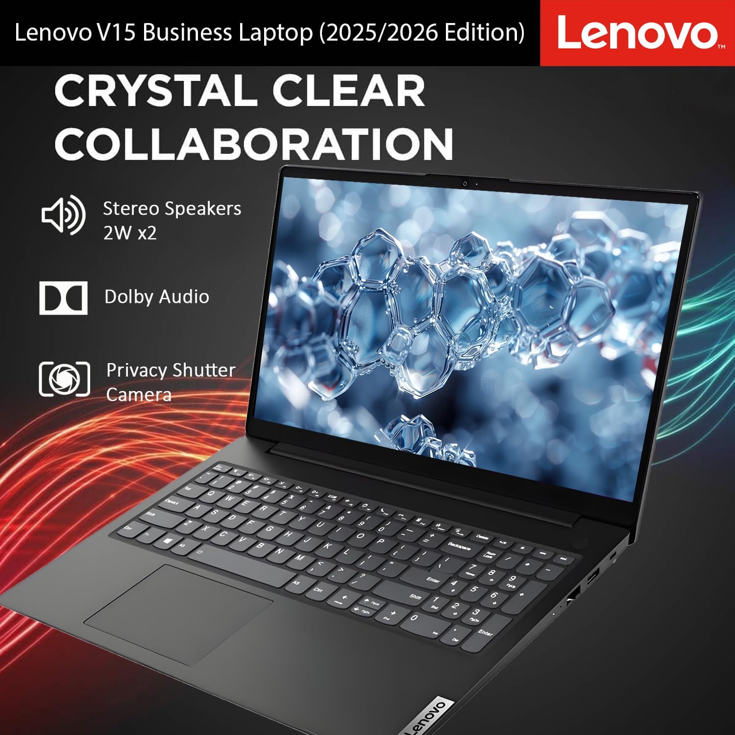 Lenovo Newly Designed V15 Business Laptop(2025/2026 Edition) with Microsoft Office, Intel Powerful CPU, 8GB RAM, 512GB SSD, 15.6' FHD Display, Ultra Quiet Design, Long Battery Life, Windows 11, WOWPC