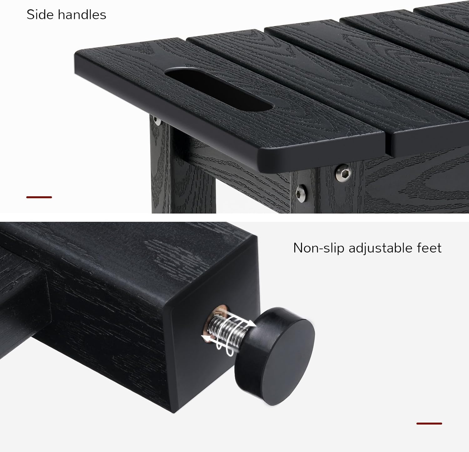 Stoog 35.5' Large Shower Bench, Waterproof Shower Stool with Storage Shelf and Handles, Adjustable and Non-Slip Feet, Shower Chair for Inside Shower, Black
