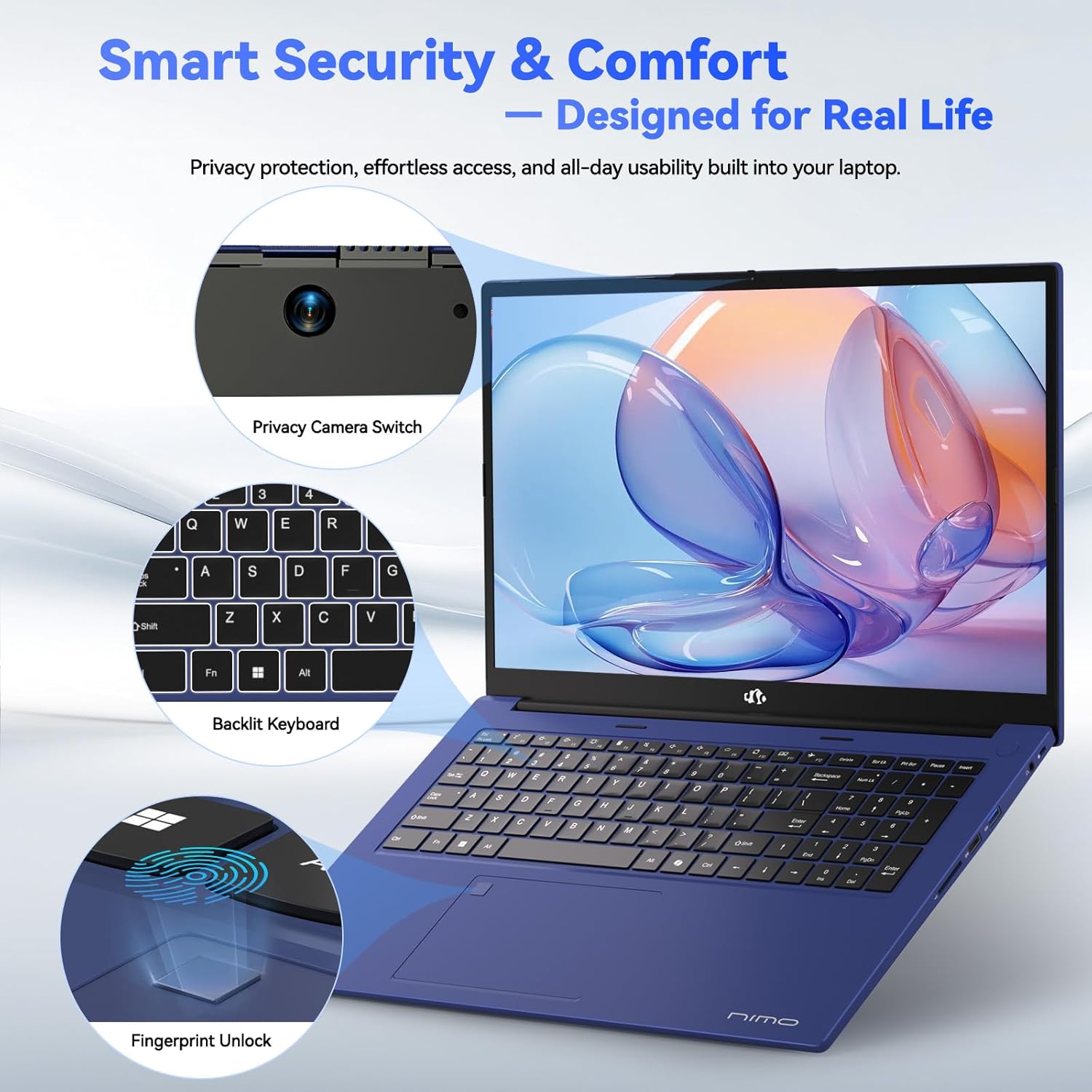 NIMO 17.3' Gaming-Laptop, AMD Ryzen 7 7735HS (8C/16T, Beats i7-12650H) 64GB DDR5 RAM 1TB SSD Computer with Radeon 680M, 100W Type-C Charger, Wi-Fi 6E, 58Wh Battery, Fingerprint, Backlit Keyboard