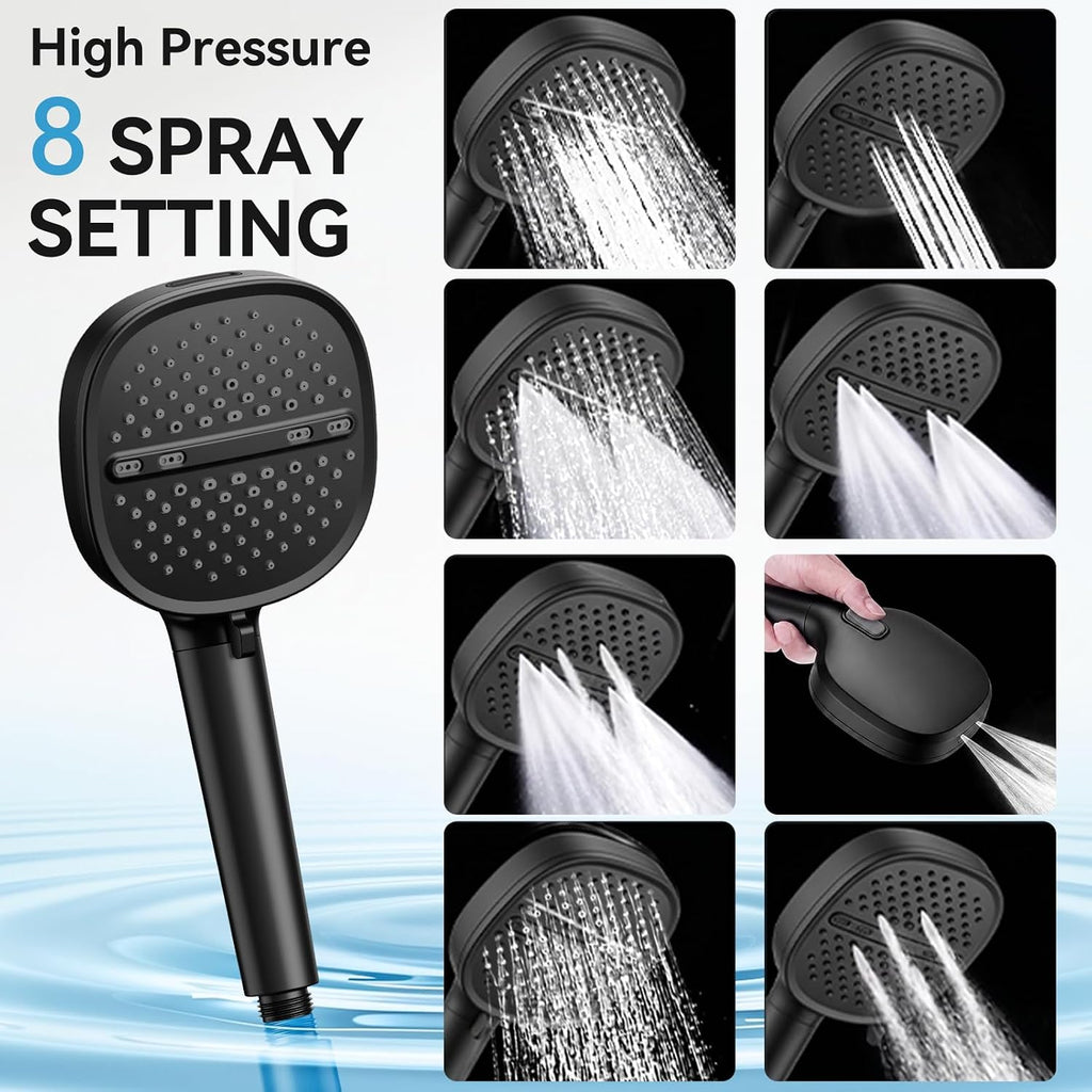 Shower System Matte Black Shower Faucet Sets, Dual Head Shower Set STARBATH 12'' +6'' Wall Mount Rainfall Shower Systems with Multifunctional Filtered Handheld Sprayer for Two Person