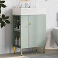 Merax 21.6' Bathroom Vanity, 21.6 Inch Freestanding Bathroom Vanity with Sink, Modern Vanity Floor Standing with 1 Door and White Ceramic Basin Sink Top, Green