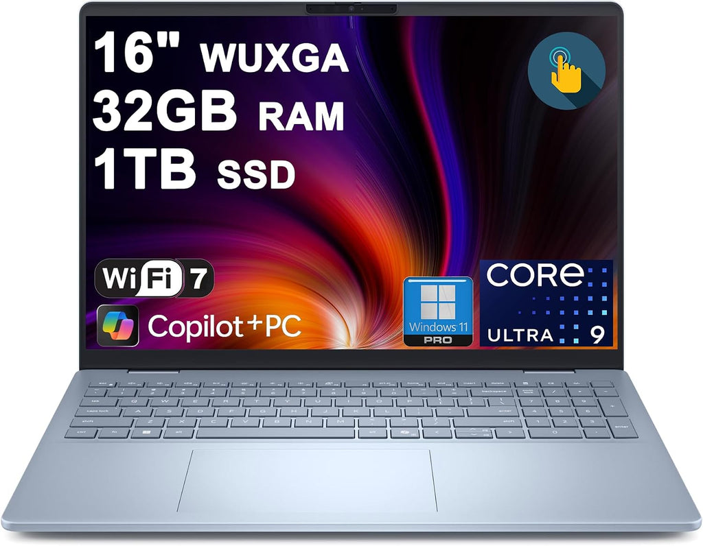 Dell 16 Plus Laptop 16' WUXGA Touch Intel 8-core Ultra 9 288V (Up to 48 Tops) 32GB RAM 1TB SSD Backlit Fingerprint Wi-Fi7 for Creator Designer Business Professional Win11Pro