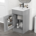 18-inch Bathroom Vanity Sink Combo, Free-Standing Single Storage Cabinet with Adjustable Shelf & Storage Rack, Wooden Bath Vanity with Ceramic Basin for Bathroom (Grey)