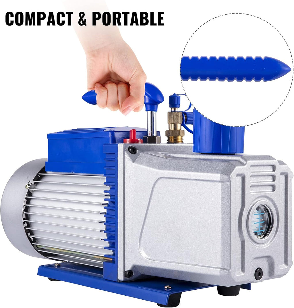VEVOR Vacuum Pump 12 CFM 1 HP Double Stage Air Conditioning Vacuum Pump 110V Ultimate Vacuum Refrigerant HVAC Air Tool for Automobile Reparation Vacuum Evacuation