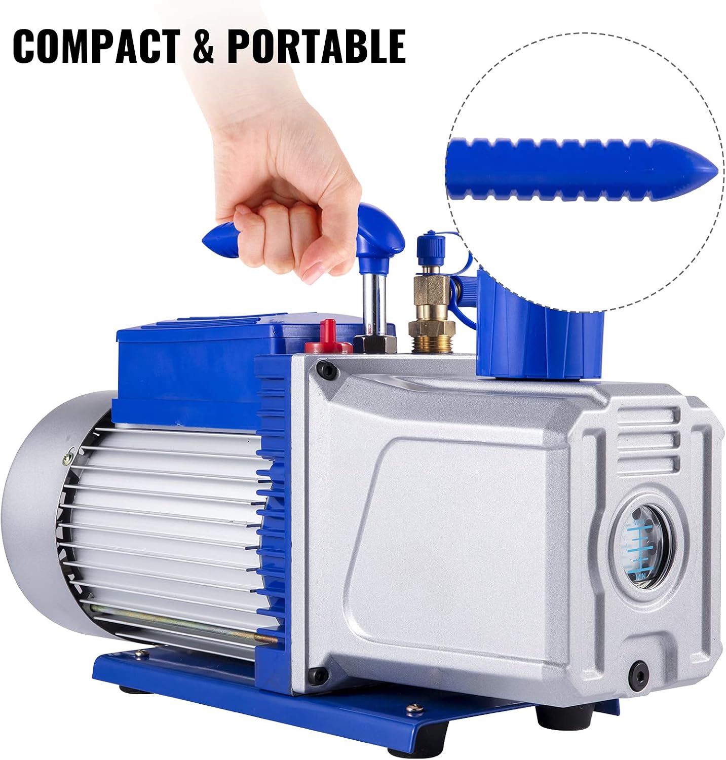 VEVOR Vacuum Pump 12 CFM 1 HP Double Stage Air Conditioning Vacuum Pump 110V Ultimate Vacuum Refrigerant HVAC Air Tool for Automobile Reparation Vacuum Evacuation